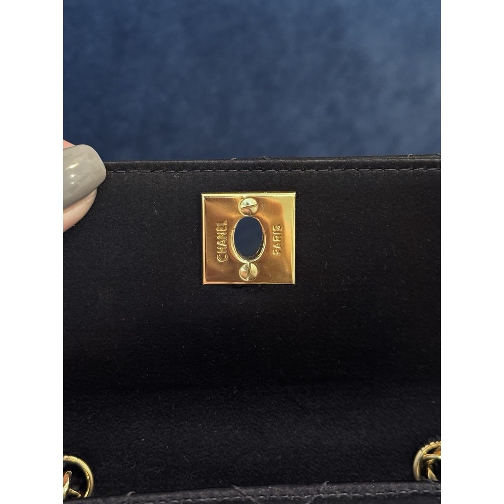 Vintage Chanel Black Satin‎ Mini Square flap Crossbody Bag - Picture 8 of 14